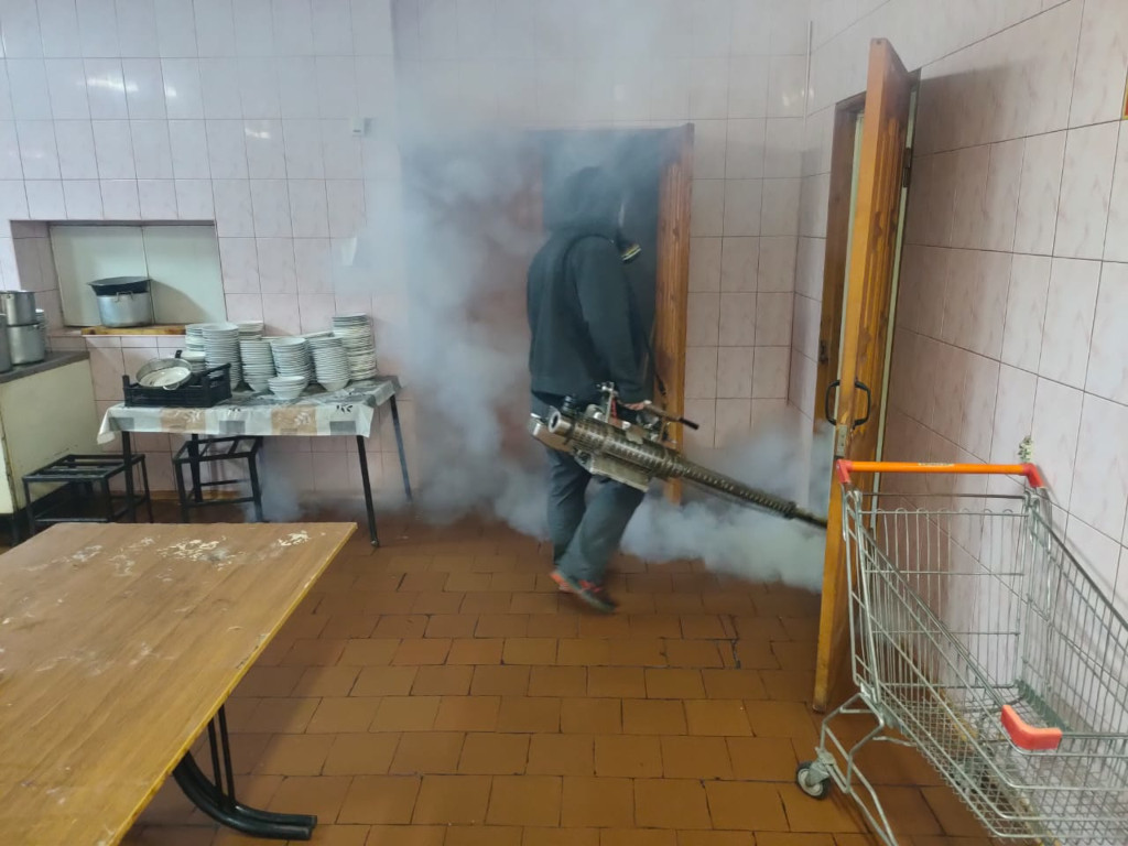 Уничтожение тараканов в Московской области туманом в столовой