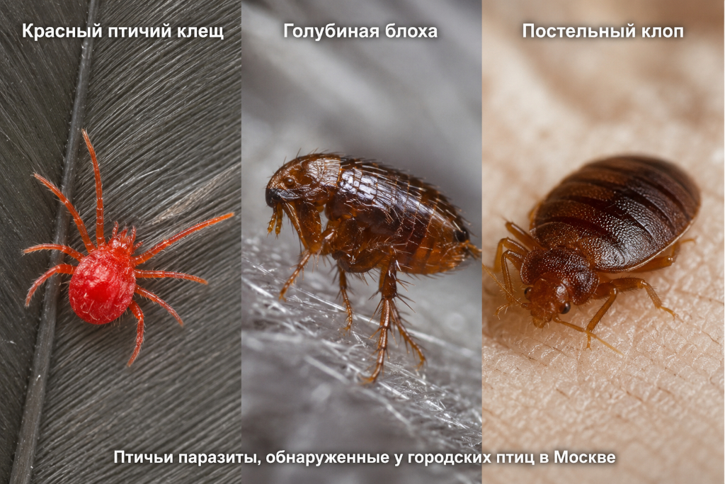 Дезинфекция от красного птичьего клеща и голубиных блох в Москве возле метро