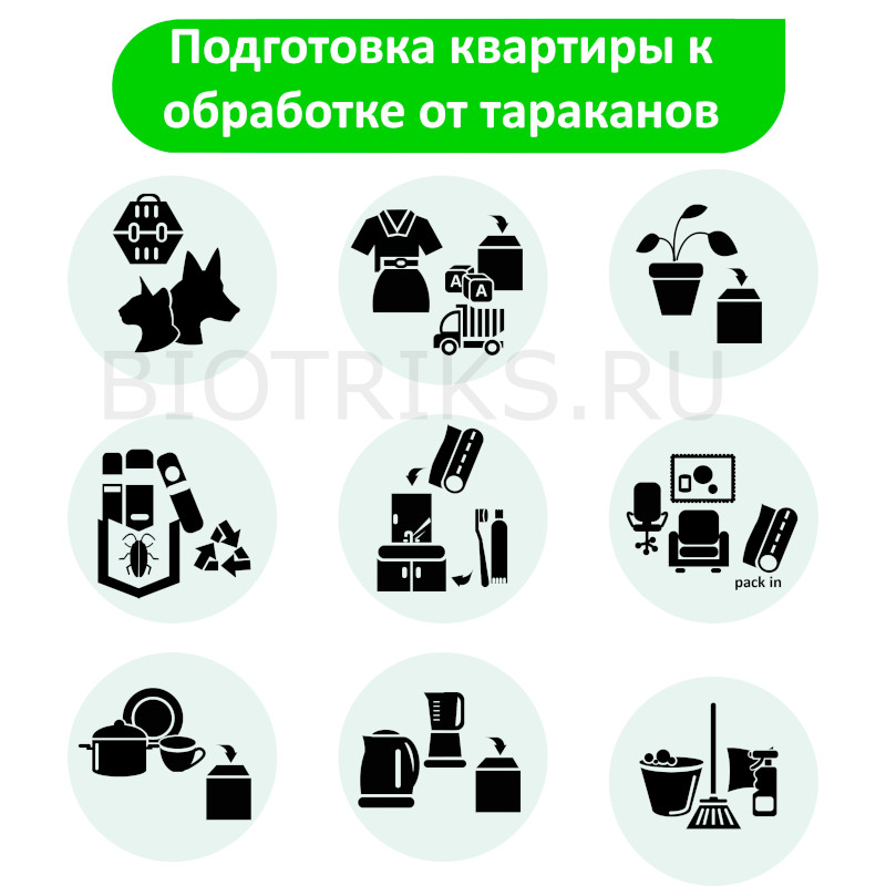 Подготовка квартиры к обработке от тараканов в  Москве и Московской области